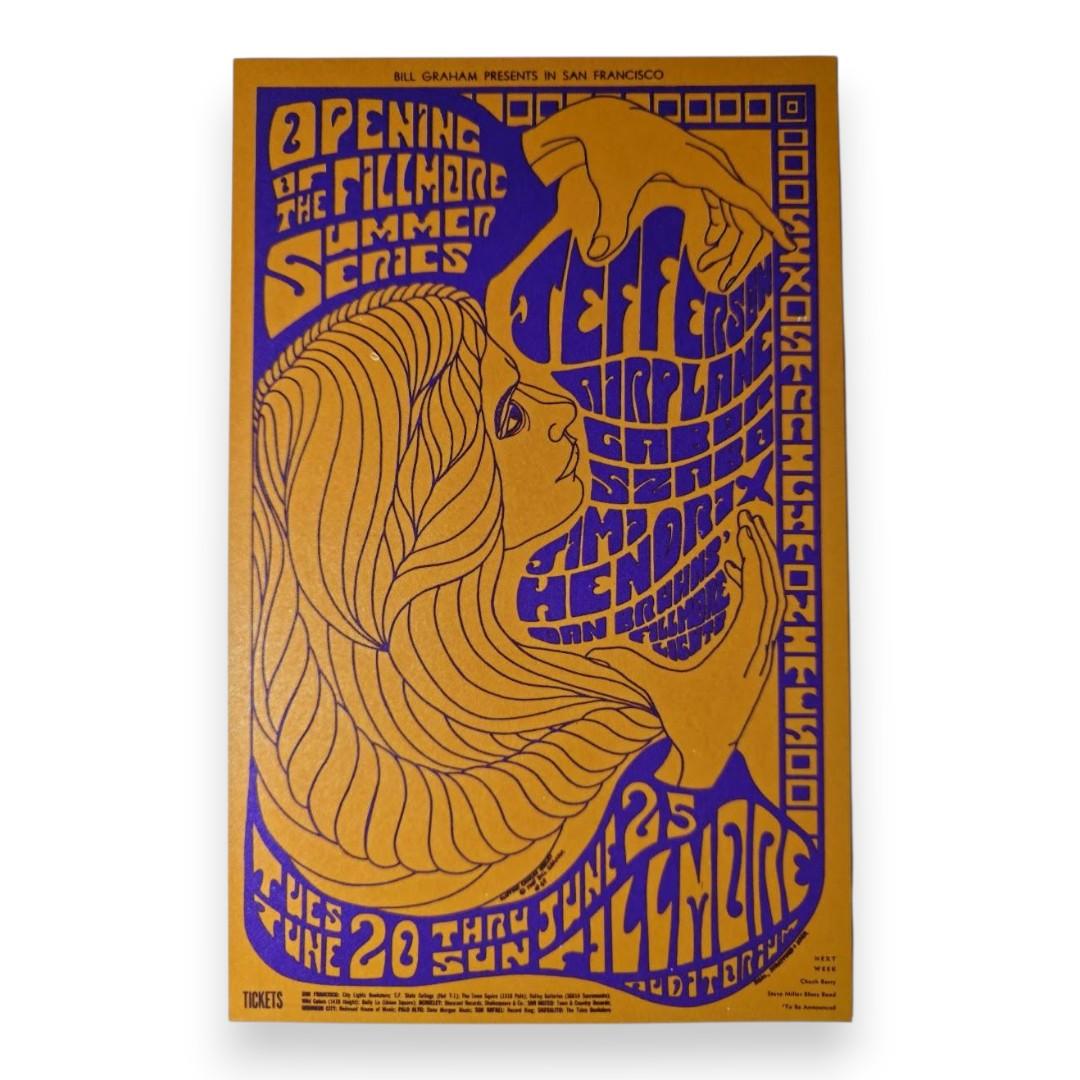Jimi Hendrix, Jefferson Airplane, The Fillmore by Clifford Charles Seeley | June 20-25, 1967 | Vintage Postcard - Front