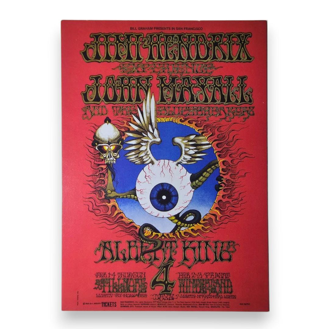Jimi Hendrix, John Mayall & The Bluesbreakers, Albert King, The Fillmore, Winterland by Rick Griffin | February 1-4, 1968 | Vintage Postcard - Front