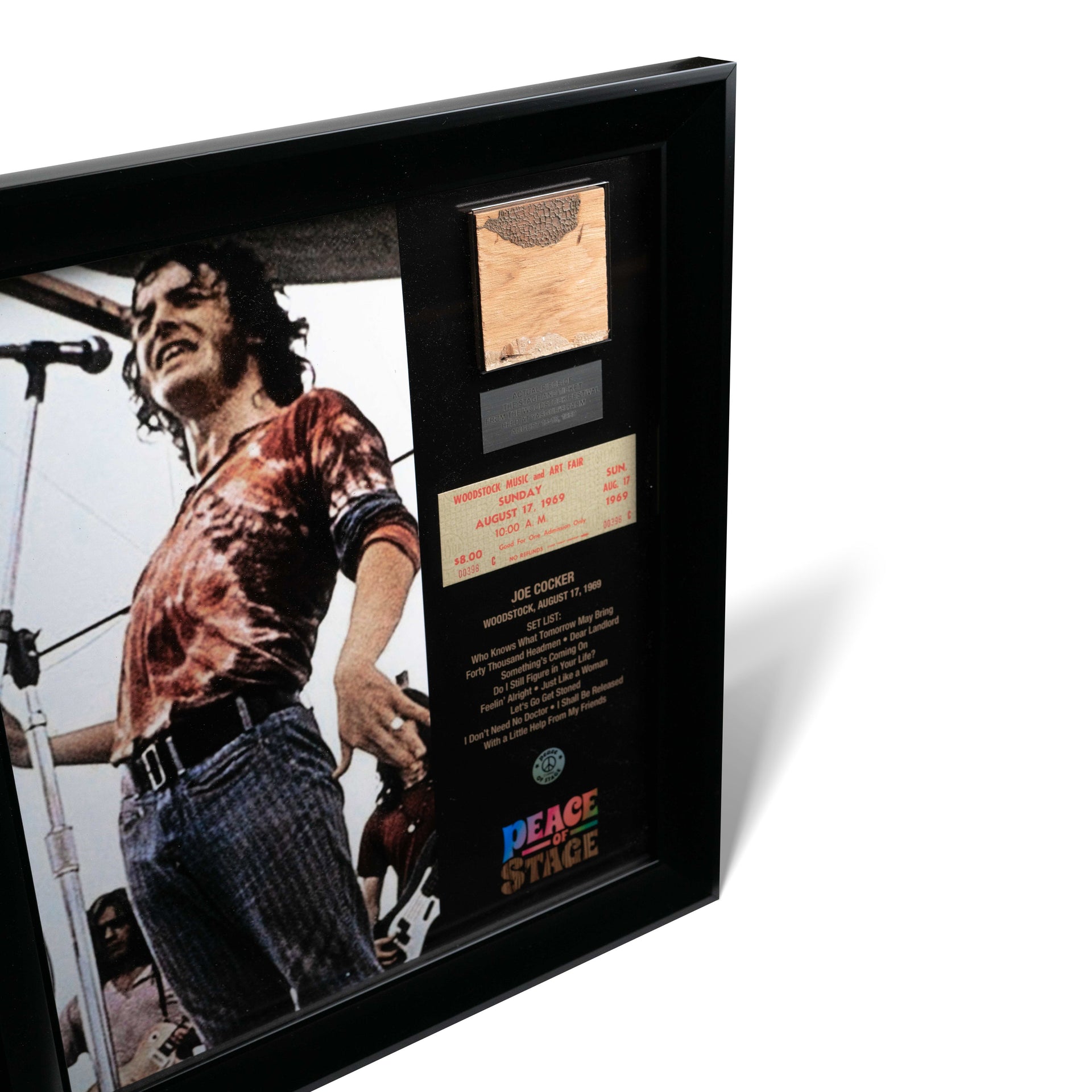 Joe Cocker | Framed Woodstock Stage and Original Ticket