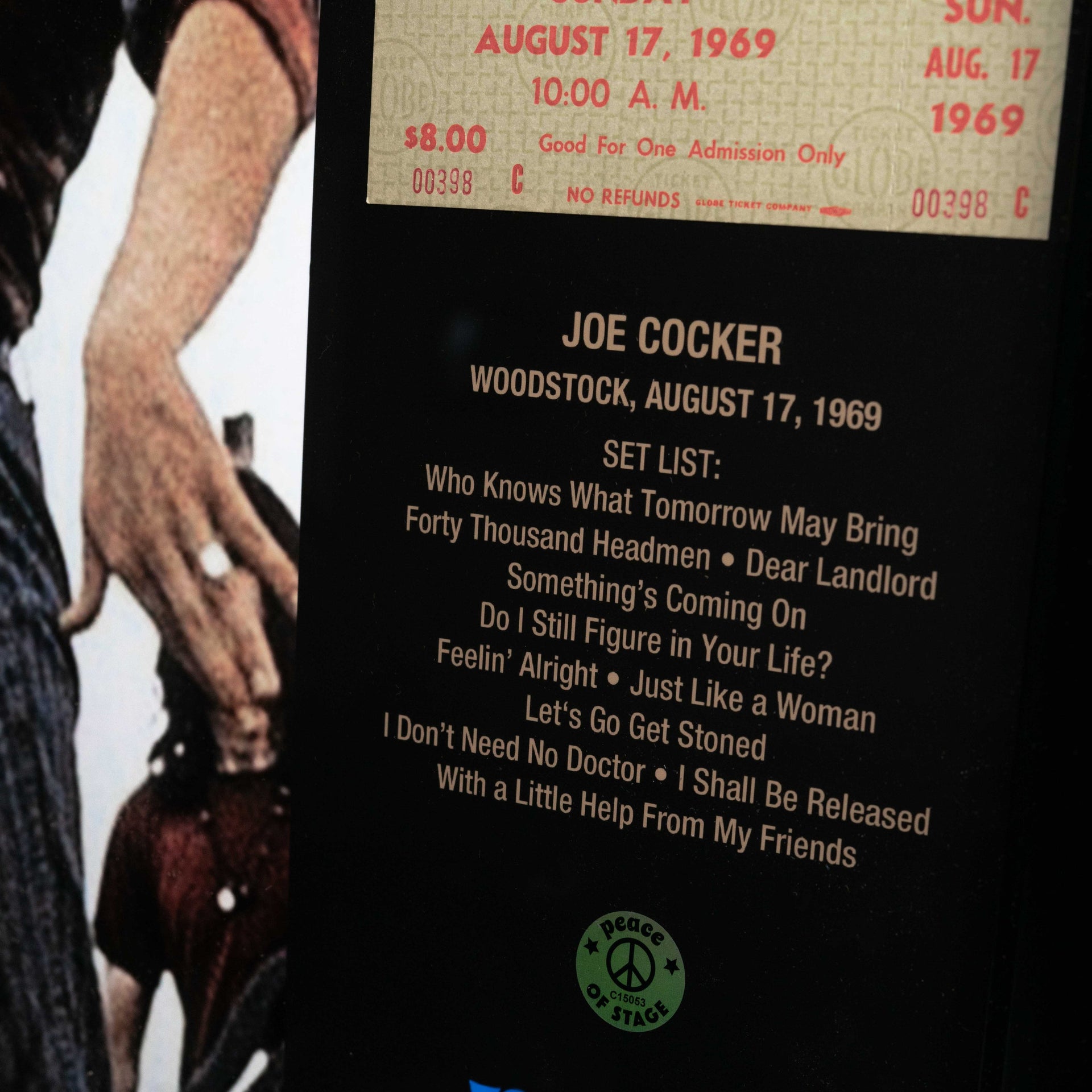 Joe Cocker | Framed Woodstock Stage and Original Ticket