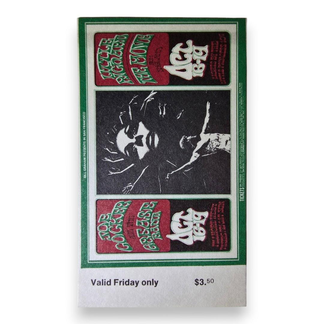 Joe Cocker & The Grease Band, Little Richard, The Move - October 17, 1969 - The Fillmore | Vintage Concert Ticket