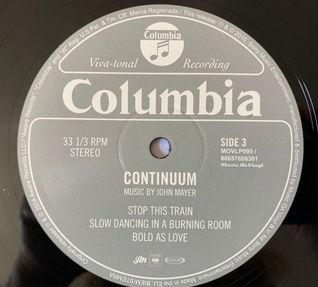 John Mayer – Continuum (180 Gram 2-LP Vinyl) - Side View