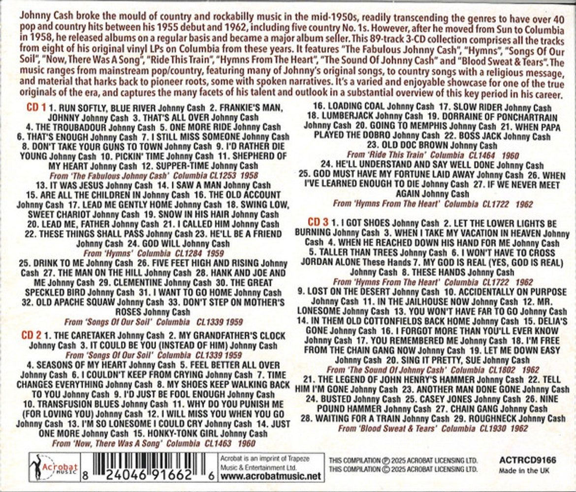 Johnny Cash – Complete Columbia Albums 1958-62 (3-CD) - Detail