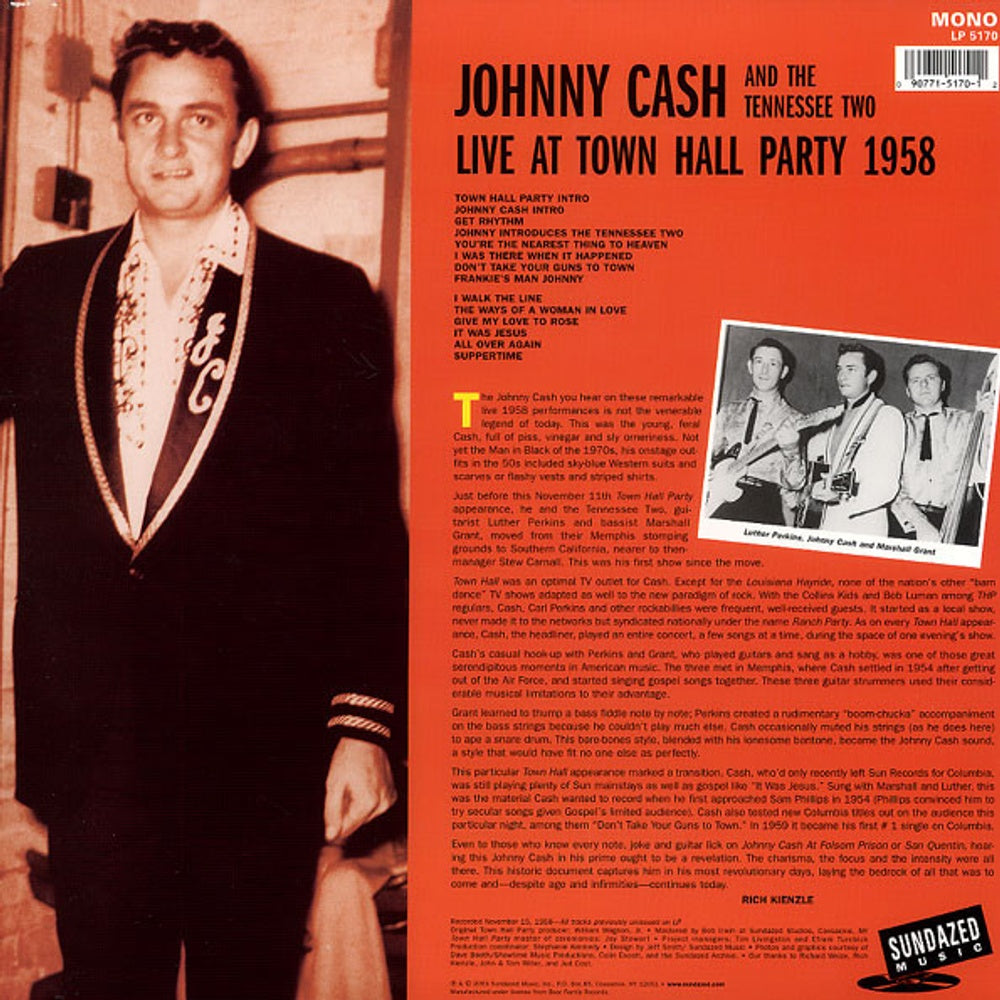 Johnny Cash – Live at Town Hall Party 1958 (LP Vinyl) - Detail