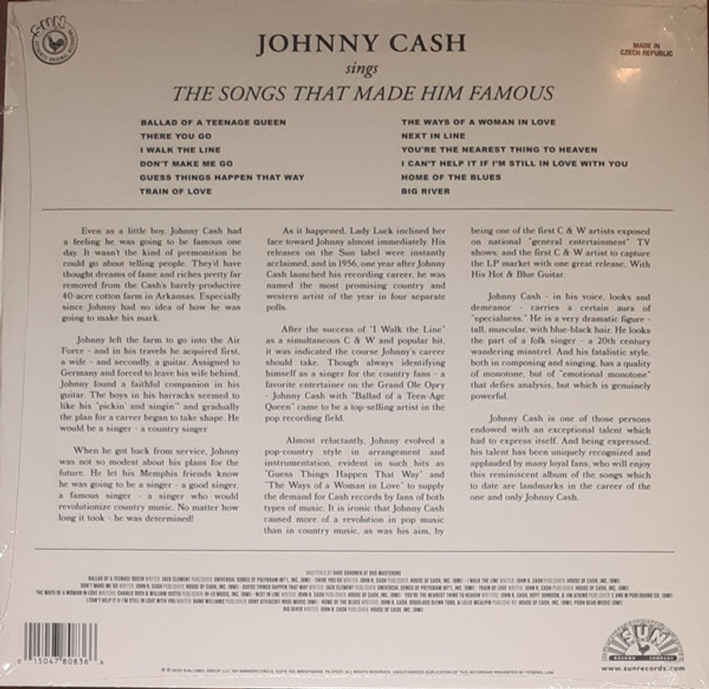 Johnny Cash – Sings The Songs That Made Him Famous (Remastered Orange LP Vinyl) - Detail