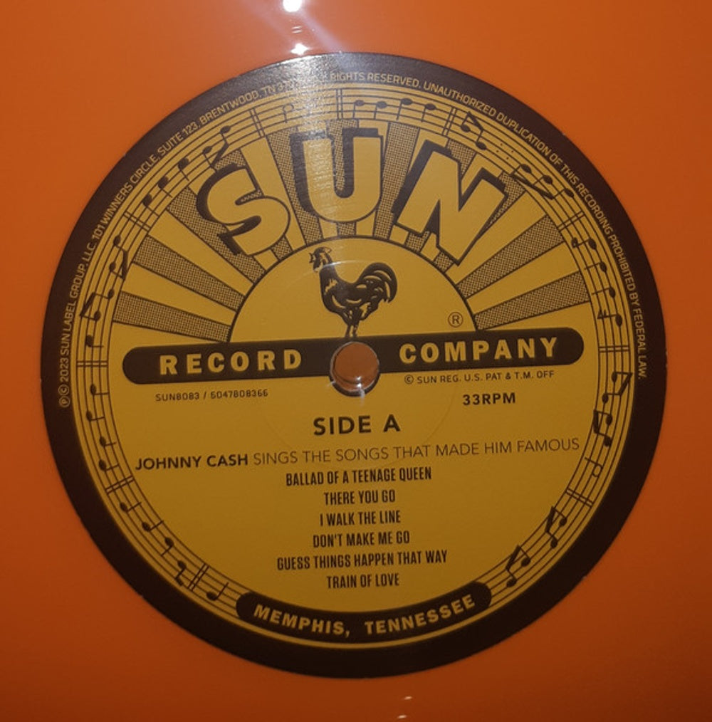 Johnny Cash – Sings The Songs That Made Him Famous (Remastered Orange LP Vinyl) - Side View