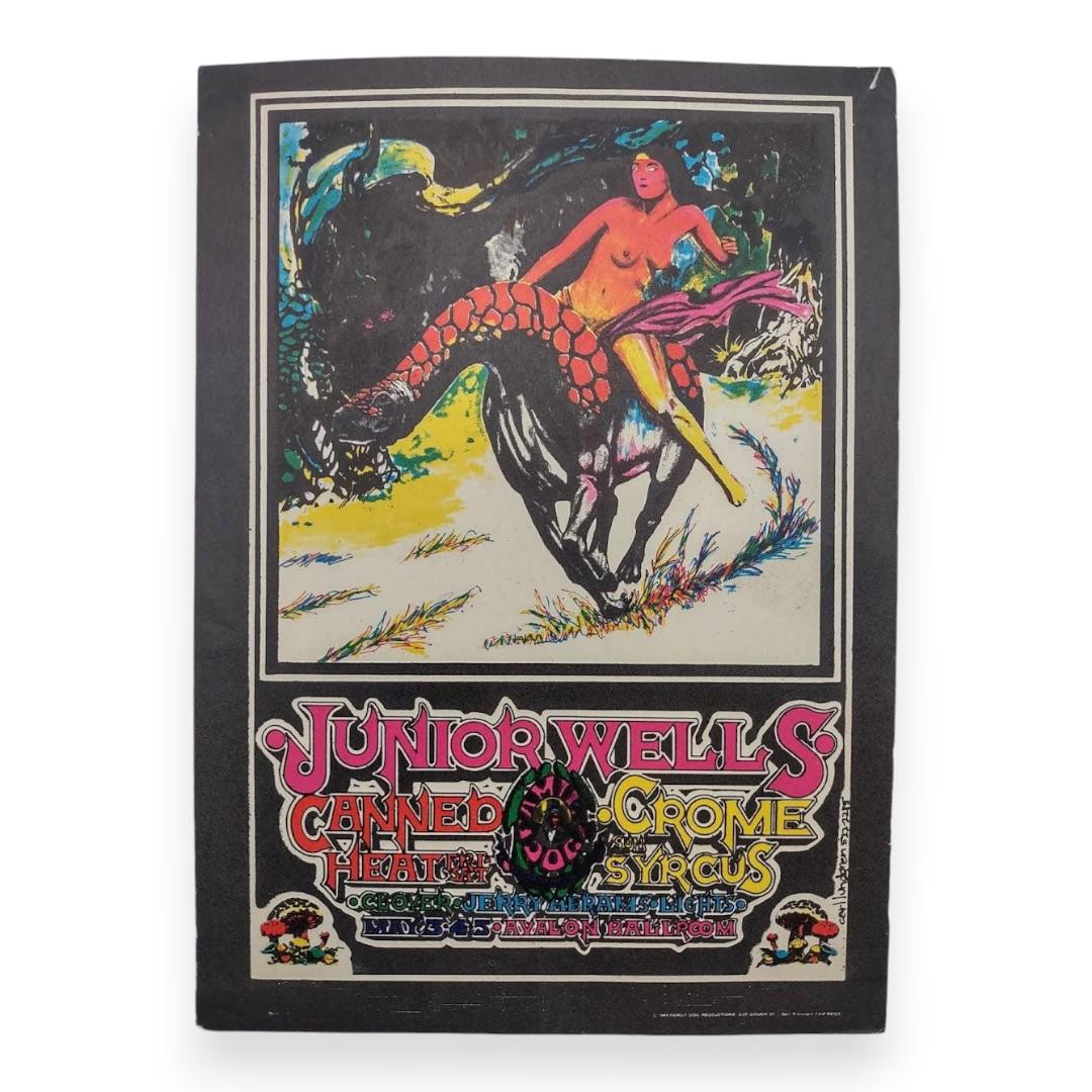 Junior Wells, Canned Heat – The Avalon Ballroom, San Francisco (May 3–5, 1968) by Carl Lundgren (Postcard)