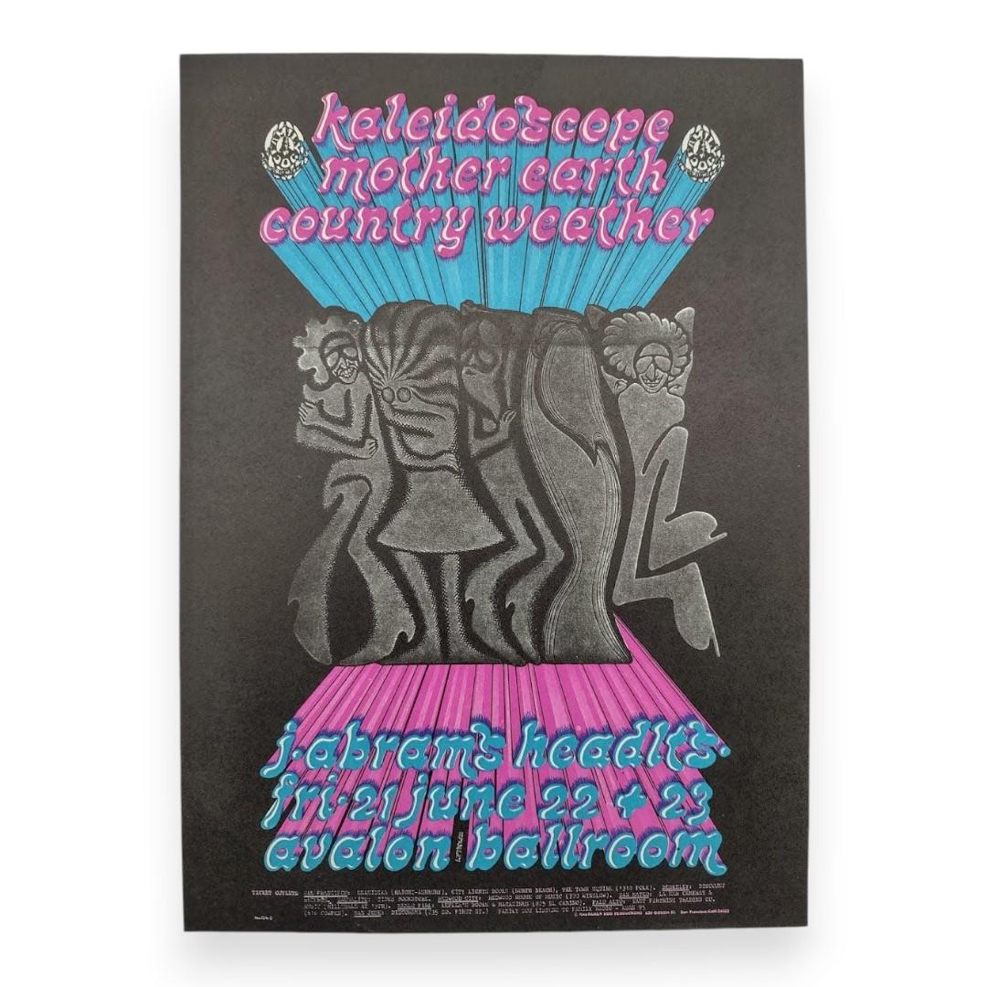 Kaleidoscope, Mother Earth, Country Weather – The Avalon Ballroom, San Francisco (Jun 21–23, 1968) by Patrick Lofthouse (Postcard, Very Good Condition)