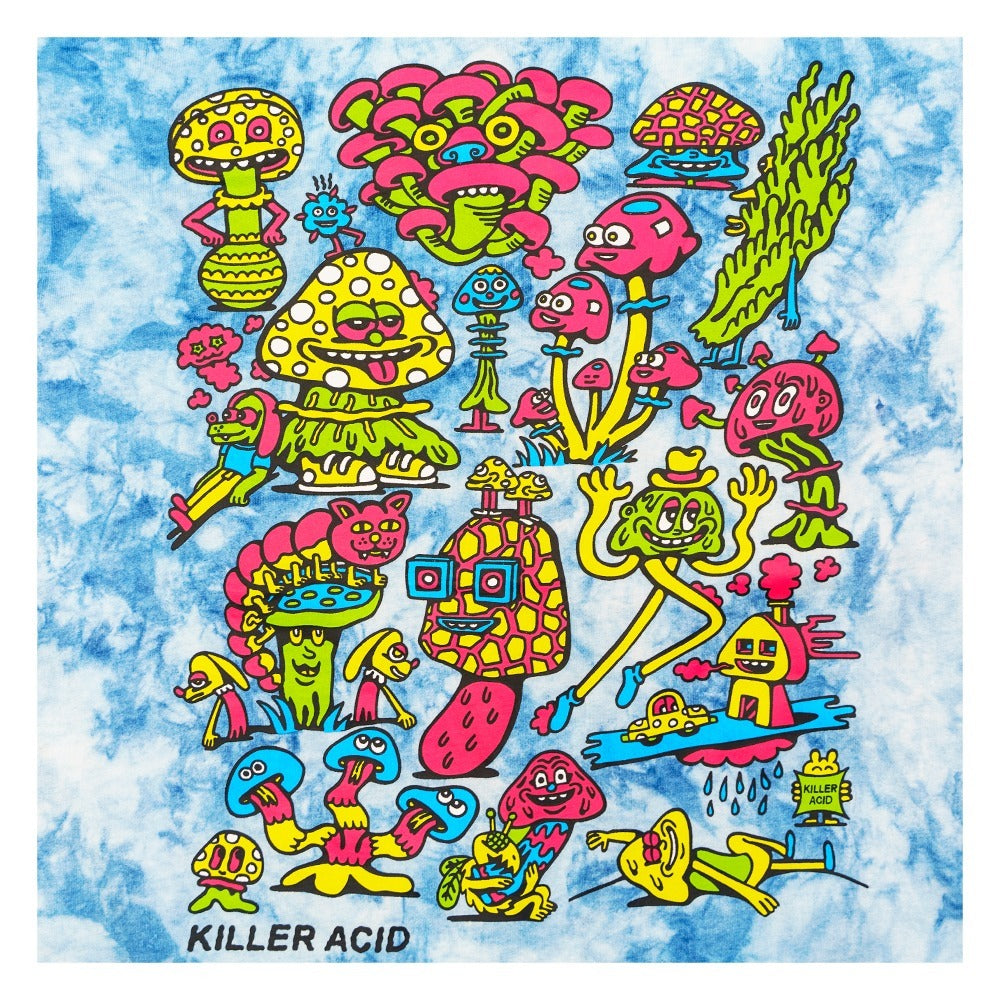 Killer Acid Mushroom Blue Tie Dye T-Shirt