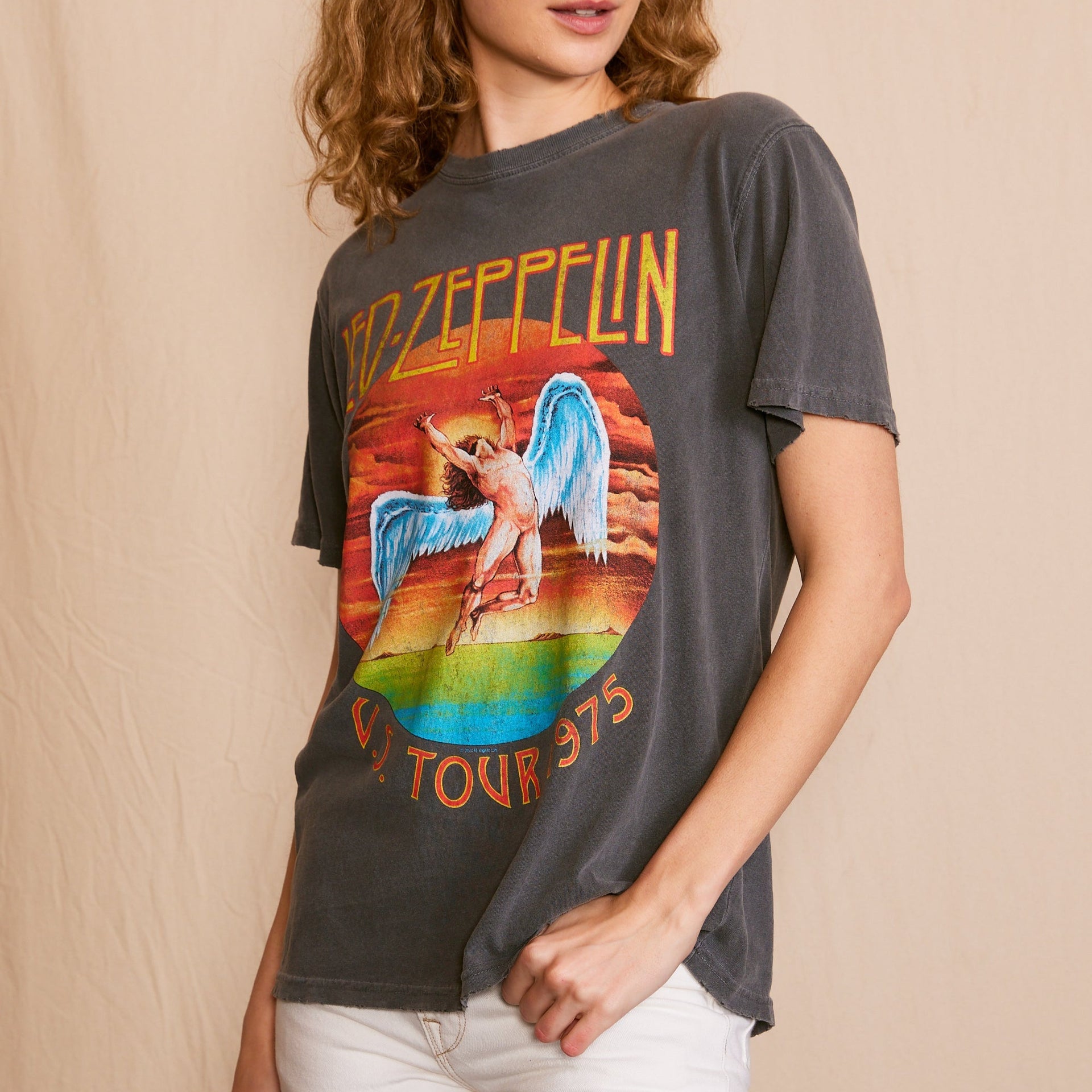 Led Zeppelin 'U.S Tour 1975' Sunkissed Gray Tee