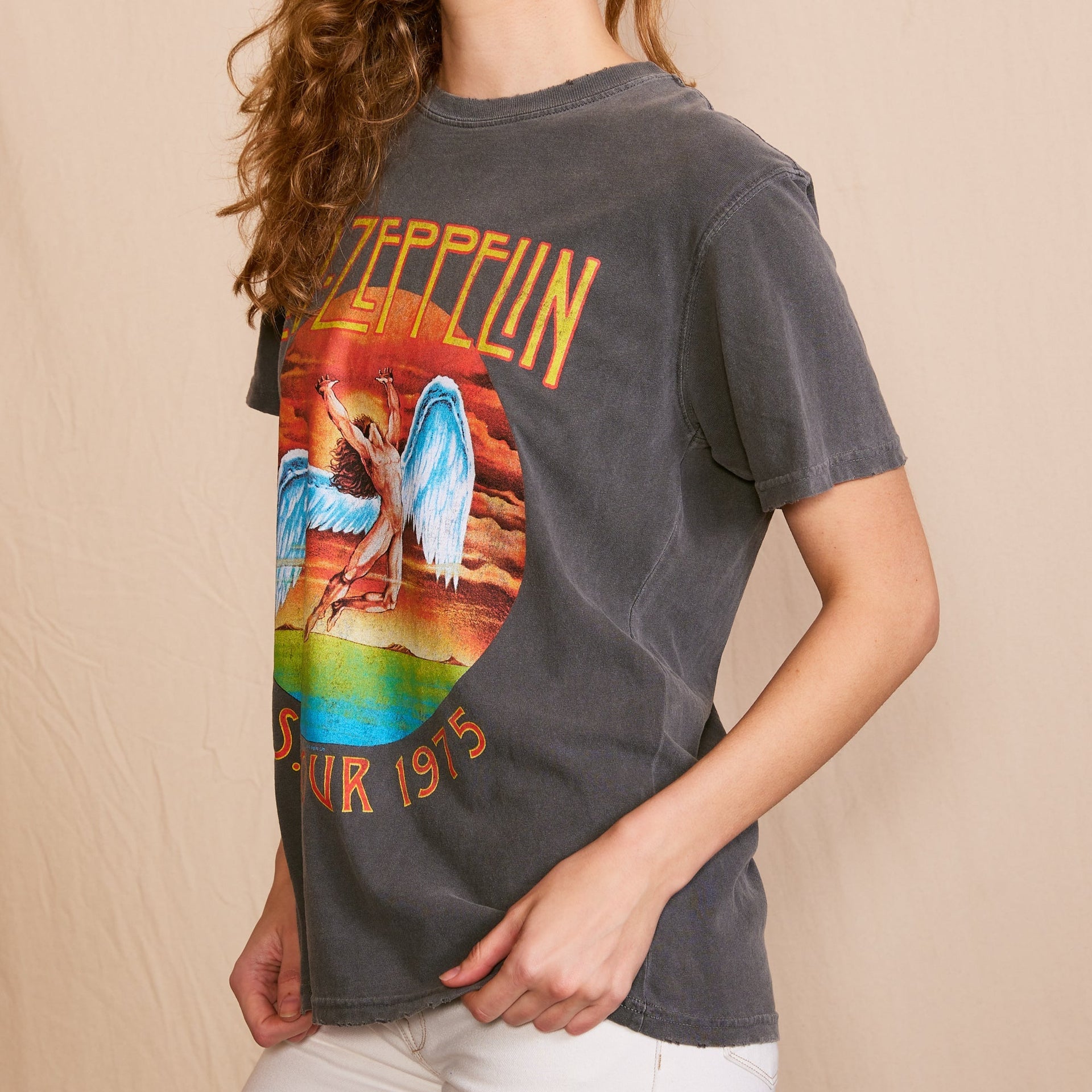 Led Zeppelin 'U.S Tour 1975' Sunkissed Gray Tee