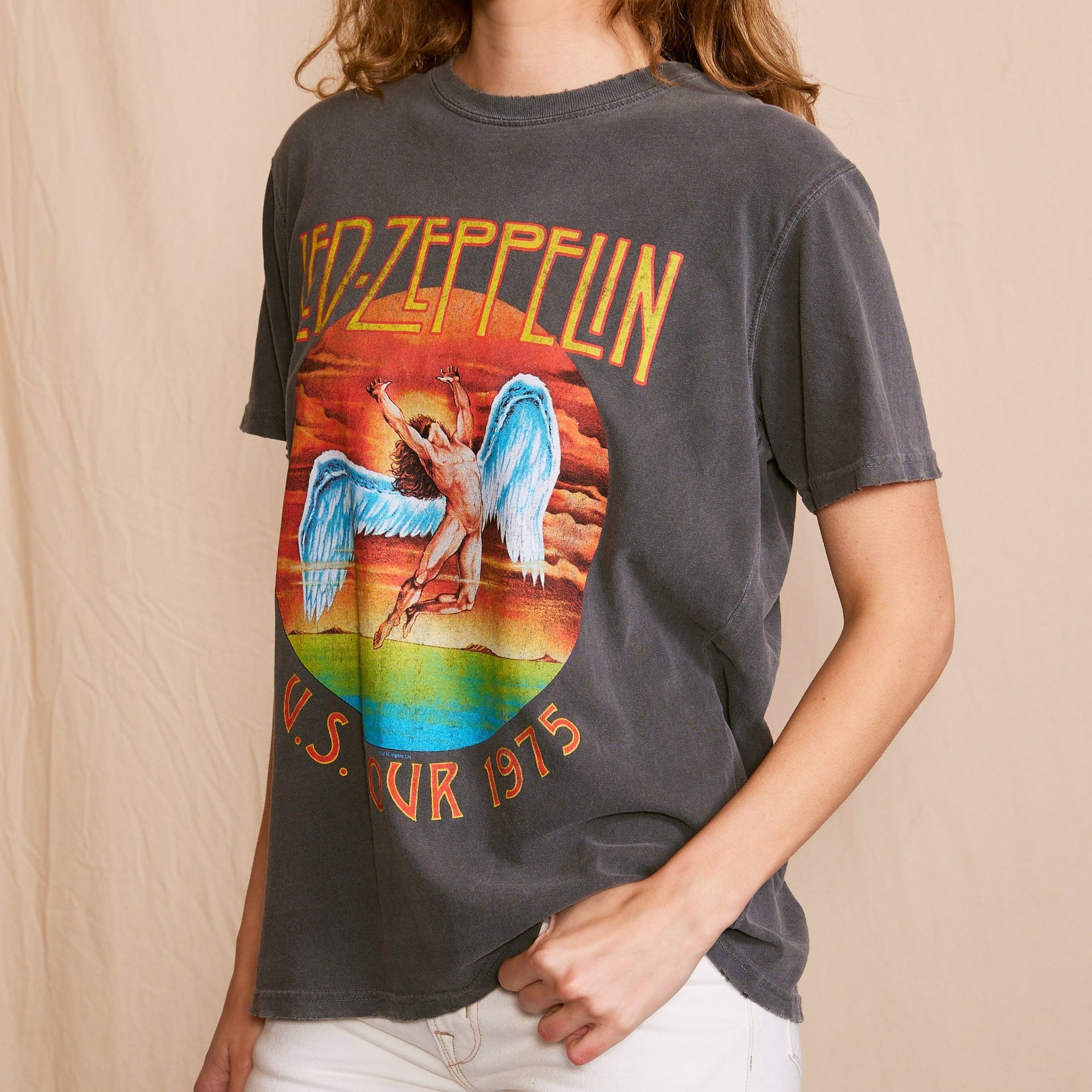 Led Zeppelin 'U.S Tour 1975' Sunkissed Gray Tee