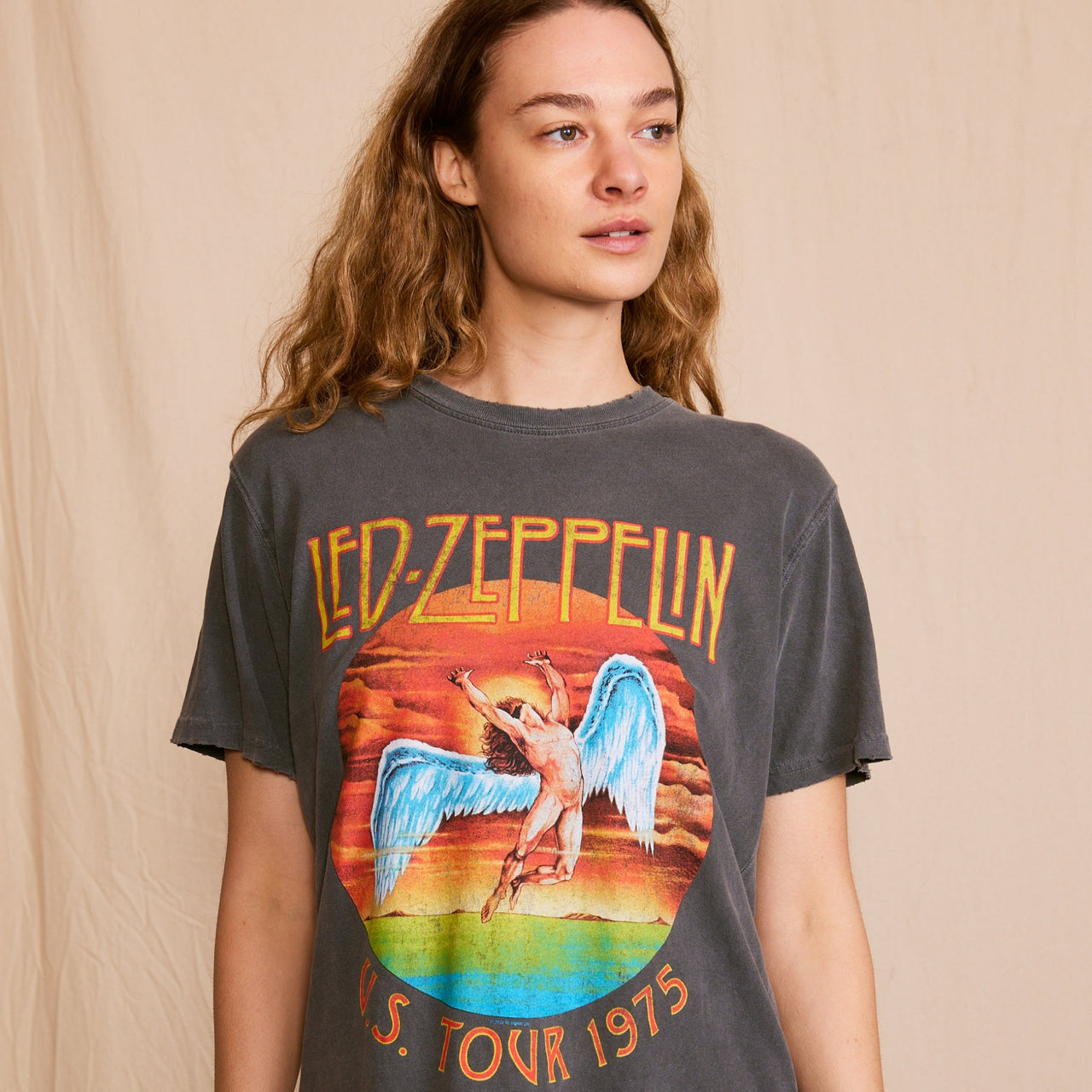 Led Zeppelin 'U.S Tour 1975' Sunkissed Gray Tee