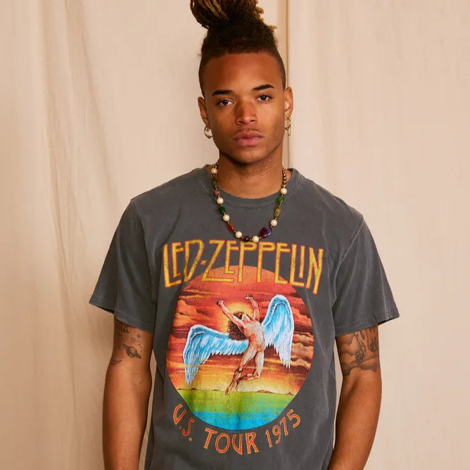 Led Zeppelin 'U.S Tour 1975' Sunkissed Men's Gray Tee