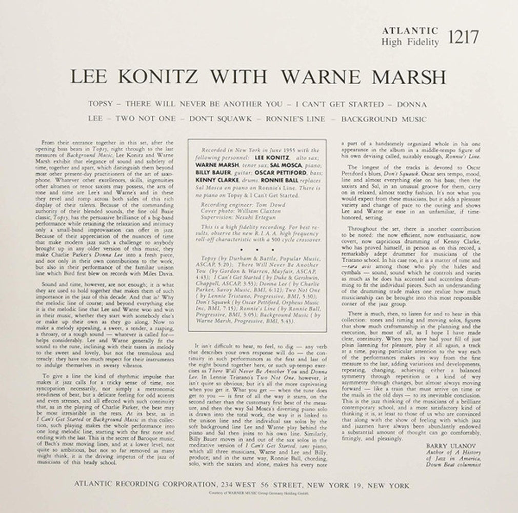 Lee Konitz With Warne Marsh (LP Vinyl)