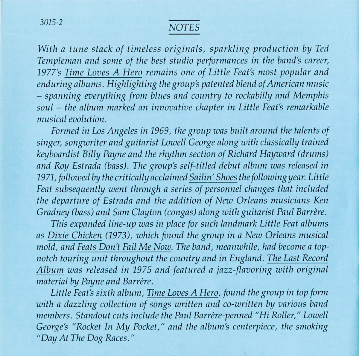Little Feat – Time Loves a Hero (CD) - Side View