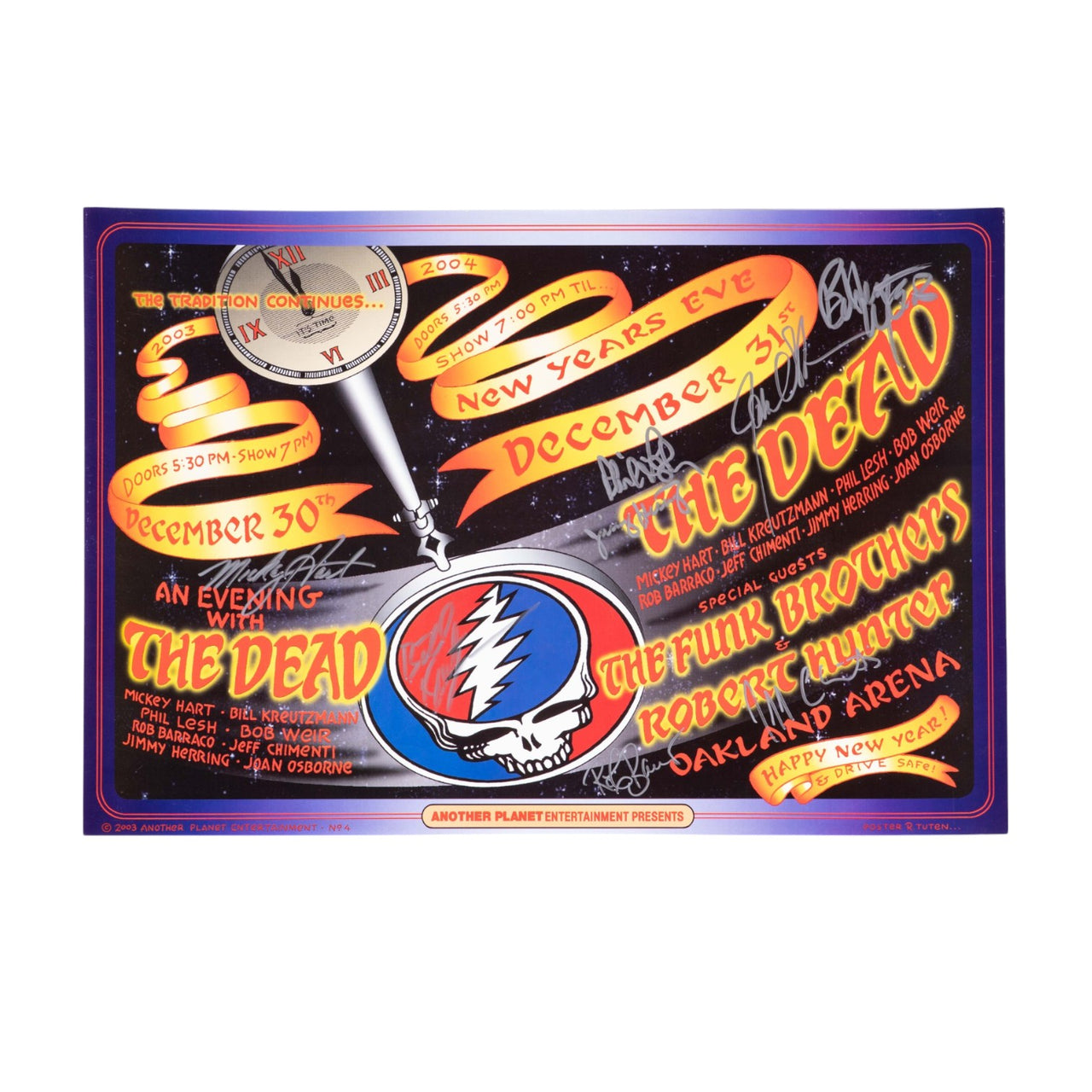 The Dead New Year's Eve Concert Poster (2004) – Signed by Phil Lesh, Bob Weir, Mickey Hart, Bill Kreutzmann, Joan Osborne, Jeff Chimenti, and Rob Barraco