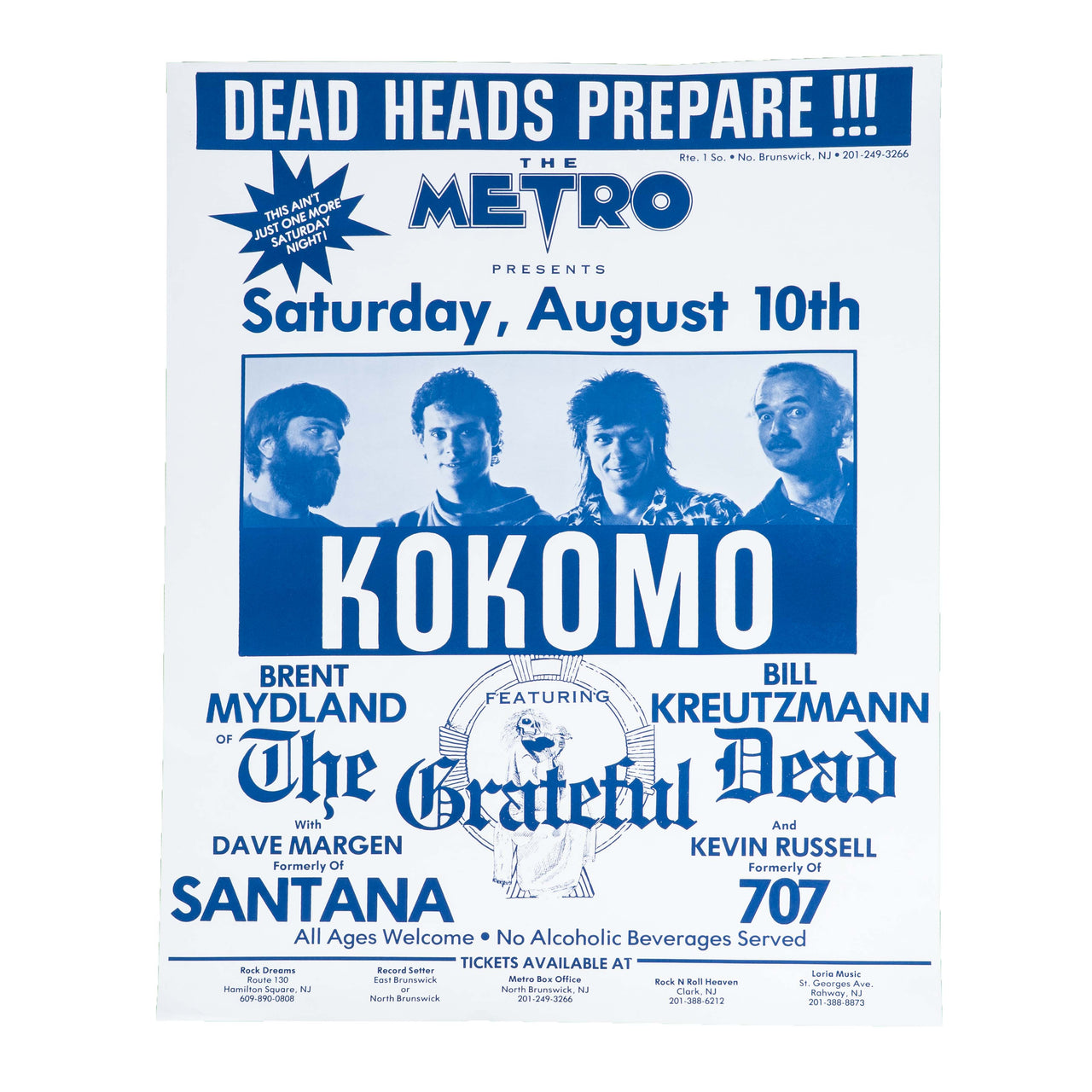 Bill Kreutzmann & Brent Mydland – Kokomo Concert Poster (1985)
