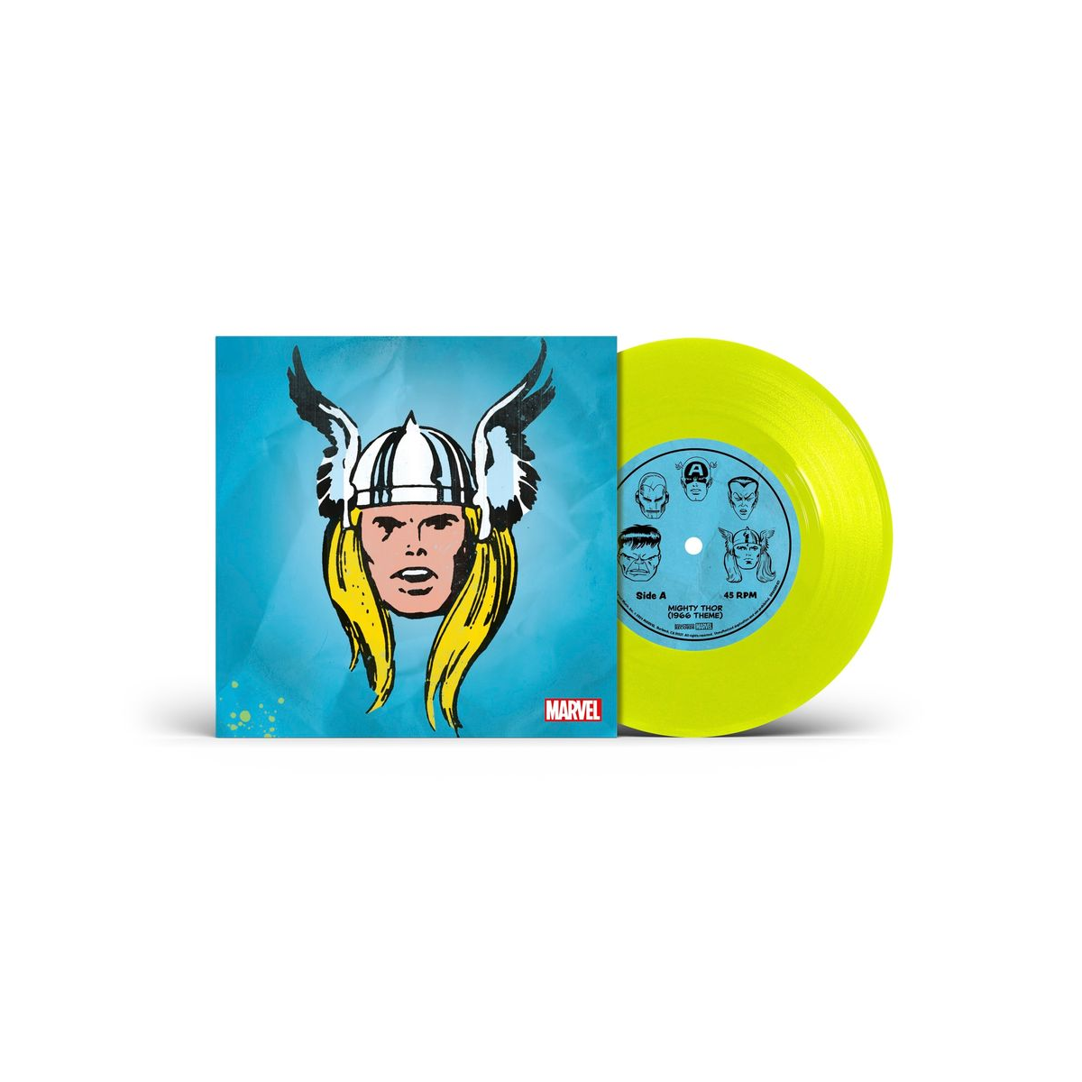 Marvel Chorus – Merry Marvel Marching Society (1966 Theme, Mighty Thor Translucent Yellow 7" Vinyl)