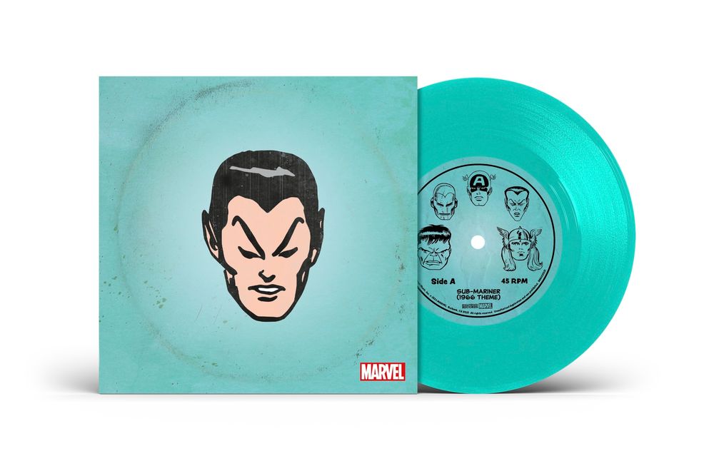 Marvel Chorus – Merry Marvel Marching Society (1966 Theme, Sub-Mariner Translucent Sea Foam 7" Single 7" Vinyl)