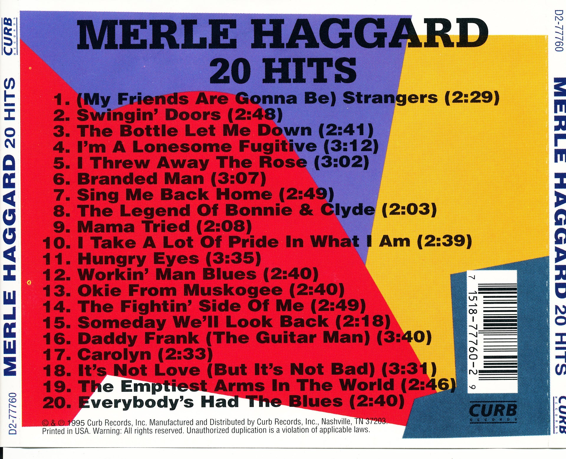 Merle Haggard – 20 Hits (CD) - Detail
