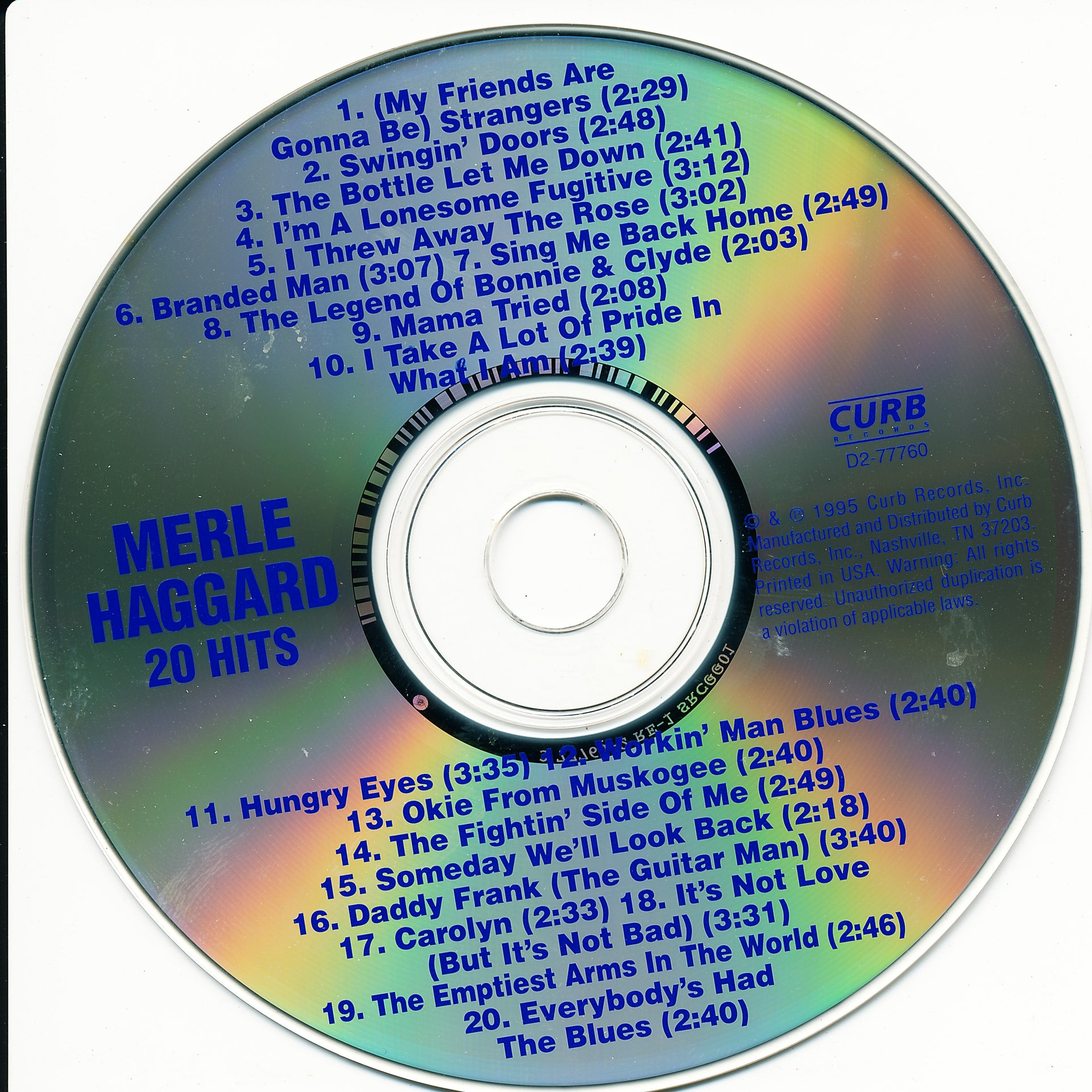 Merle Haggard – 20 Hits (CD) - Alternate View
