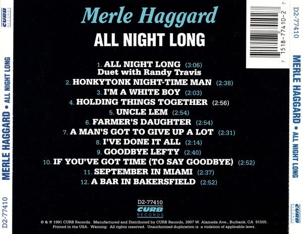 Merle Haggard – All Night Long (CD) - Detail