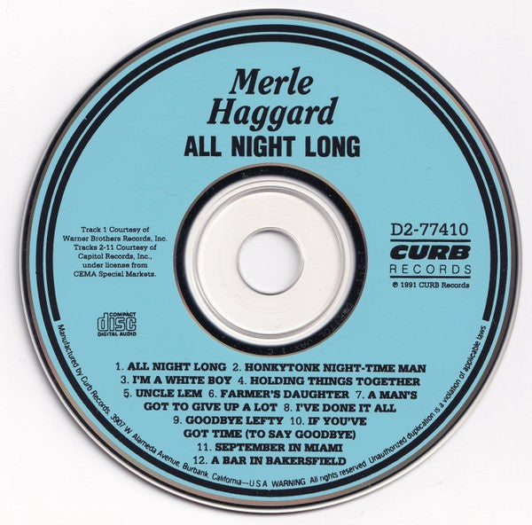 Merle Haggard – All Night Long (CD) - Alternate View