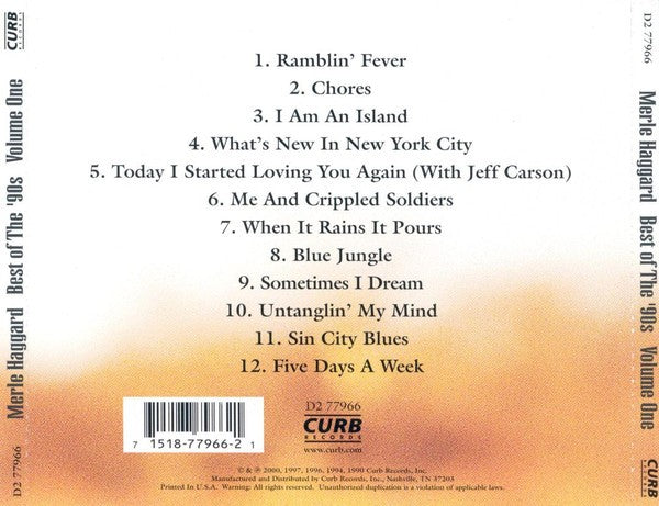 Merle Haggard – Best Of The 90's Volume One (CD) - Detail