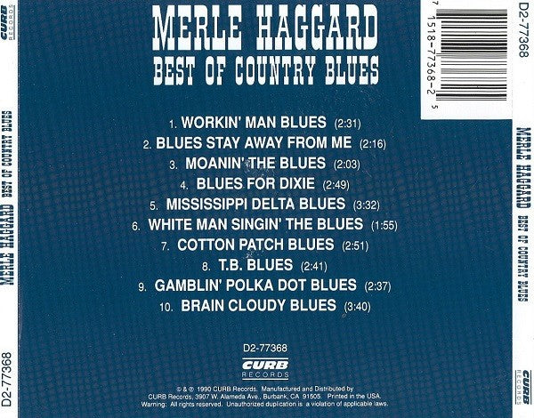 Merle Haggard – Best of the Country Blues (CD) - Detail