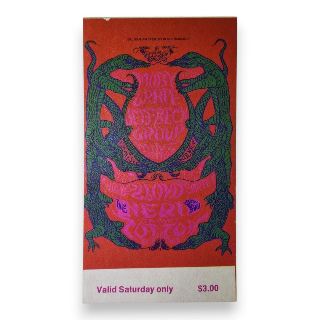 Moby Grape, Jeff Beck Group, Charles Lloyd Quartet, James Cotton Blues Band - July 27, 1968 - The Fillmore | Vintage Concert Ticket