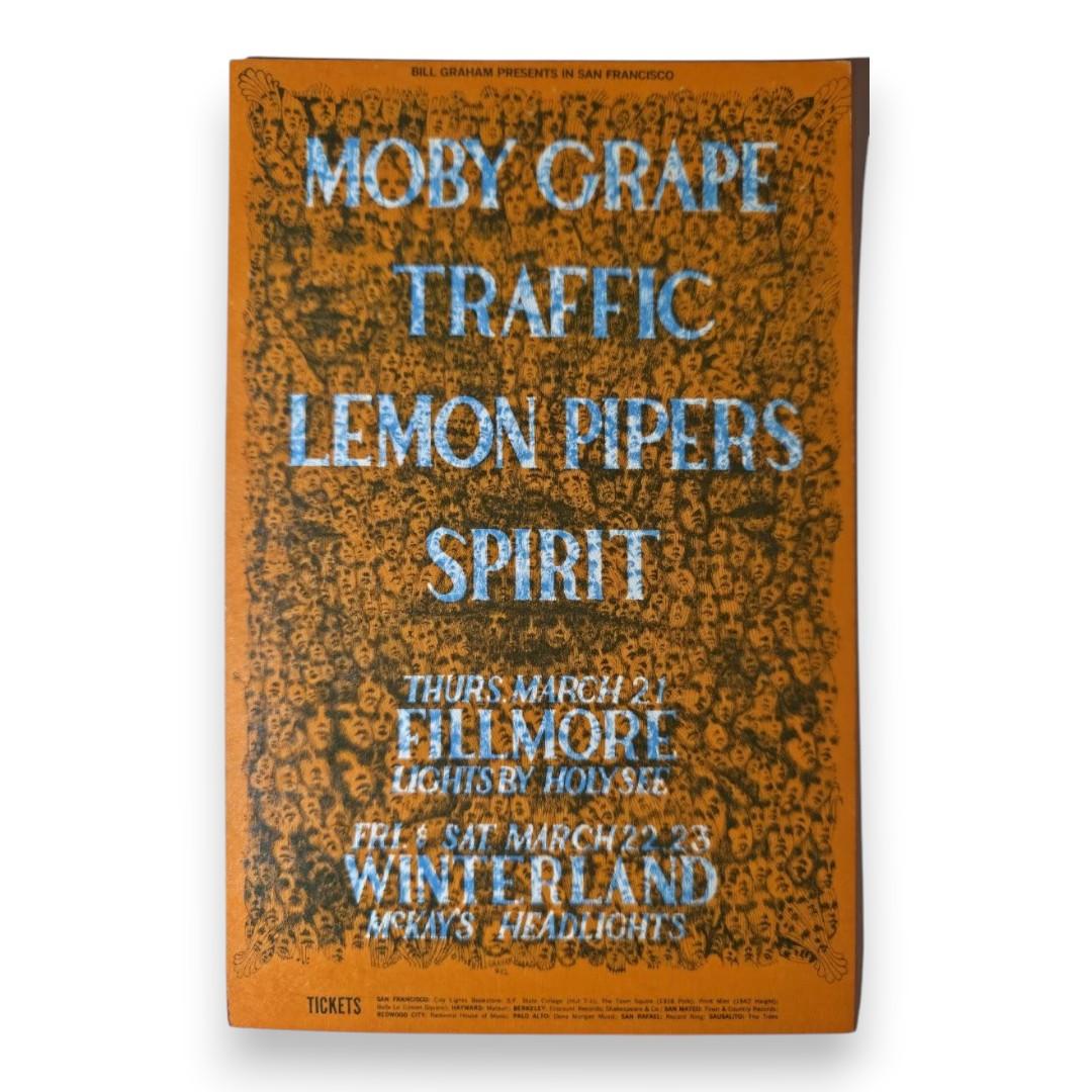 Moby Grape, Traffic, The Lemon Pipers, Spirit – The Fillmore, San Francisco (Mar 21–23, 1968) by Lee Conklin (Postcard)