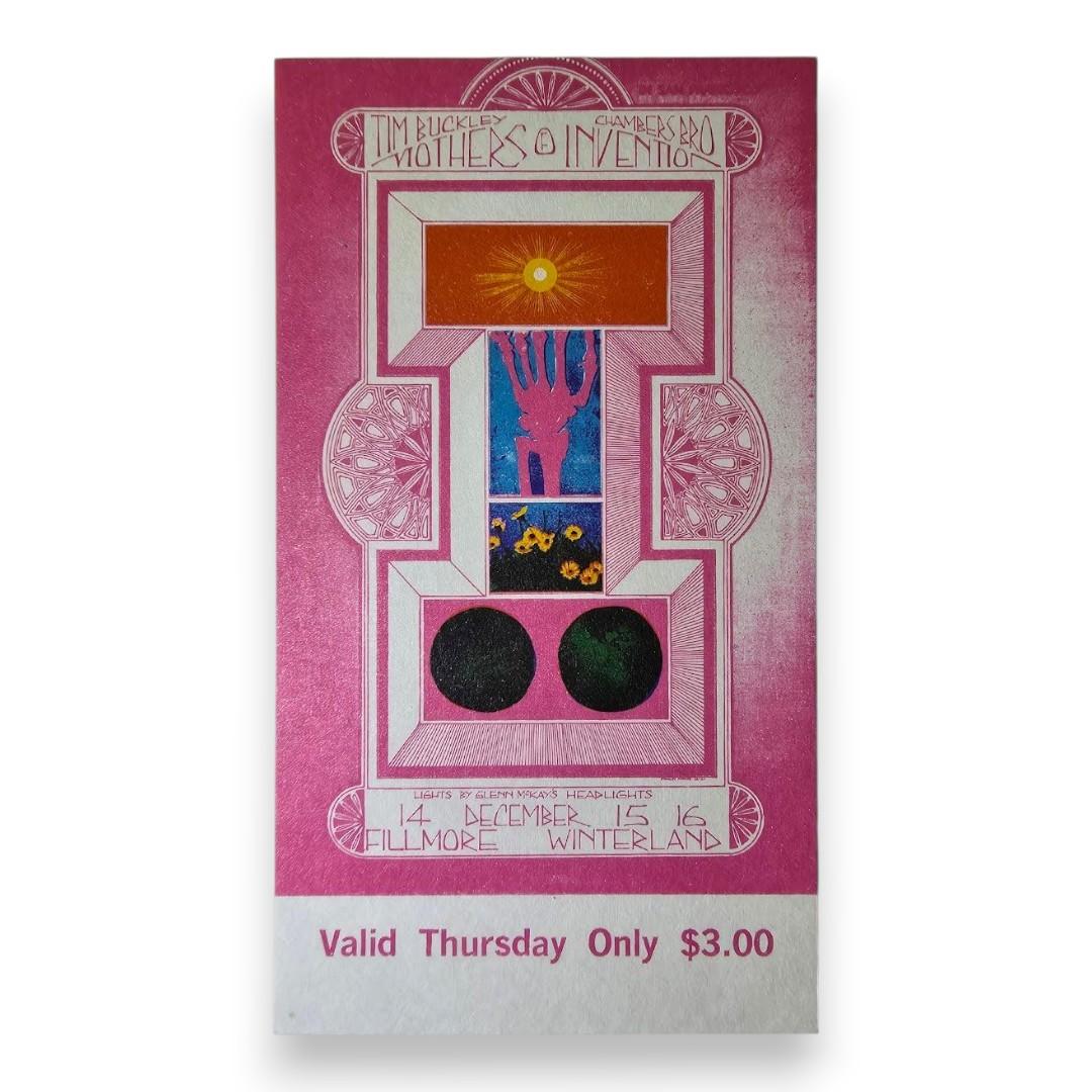 Mothers Of Invention, Tim Buckley, The Chambers Brothers - 3-Night Run - December 14-16, 1967 - The Fillmore | Vintage Ticket Bundle