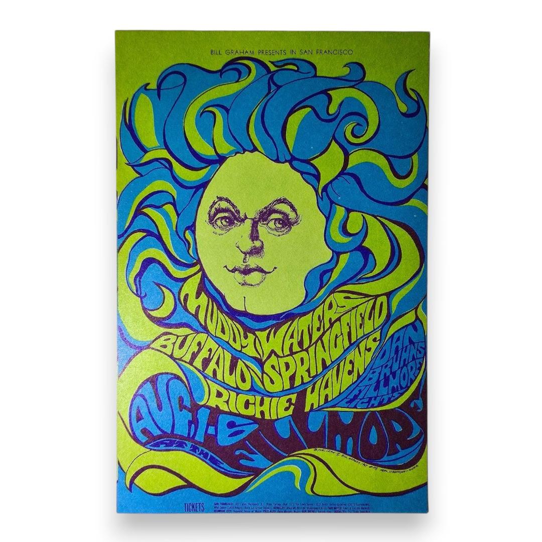 Muddy Waters, Buffalo Springfield, Richie Havens – The Fillmore, San Francisco (Aug 1–6, 1967) by Bonnie MacLean (Postcard)