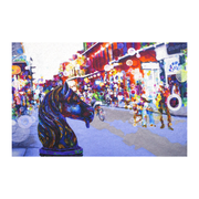 New Orleans French Quarter Horse Post Woven Blanket by Frenchy
