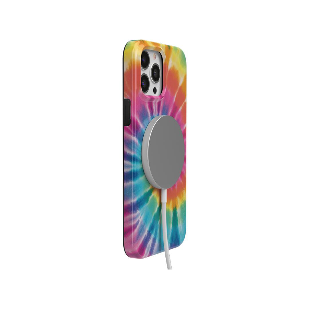 Spiral Tie Dye iPhone Case with Grateful Dead Text and Bear Graphic