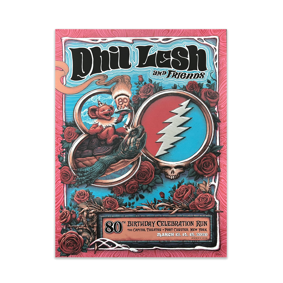 Phil Lesh & Friends 80th Birthday Run Poster by NC Winters (March 13-15, 2020)