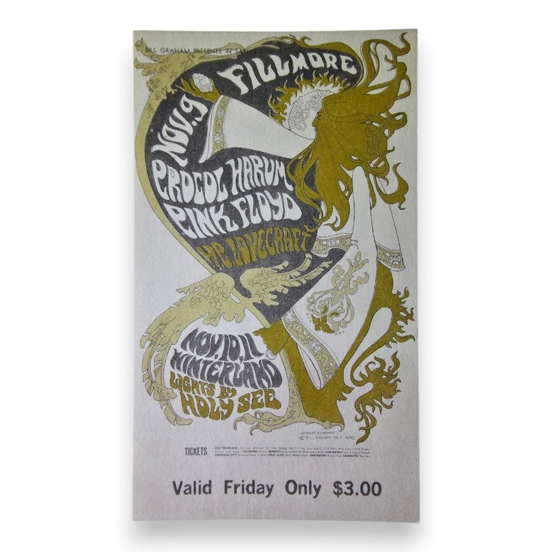 Pink Floyd, Procol Harum, H.P. Lovecraft - November 10, 1967 - The Fillmore | Vintage Concert Ticket