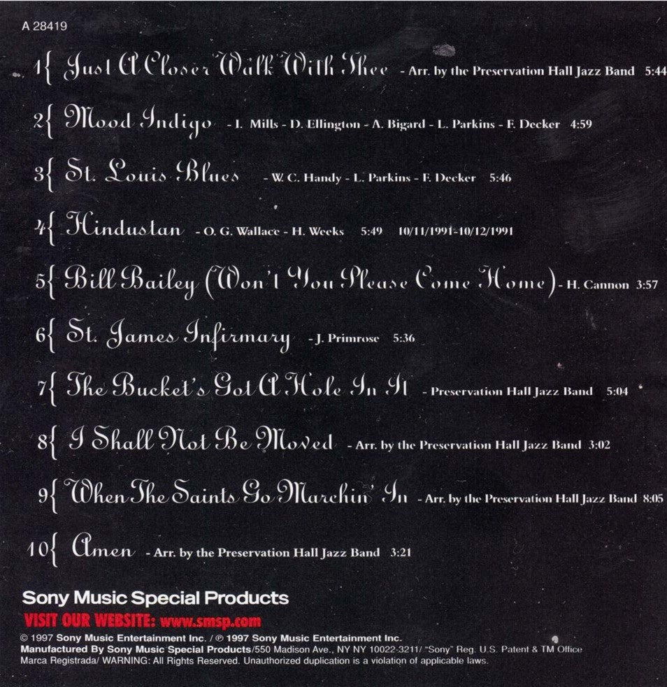 Preservation Hall Jazz Band – Marching Down Bourbon Street (CD) - Detail
