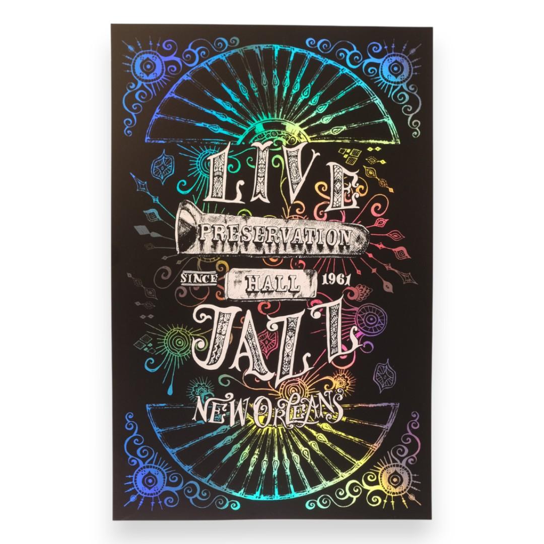 Preservation Hall "Live Jazz" Rainbow Holographic Poster