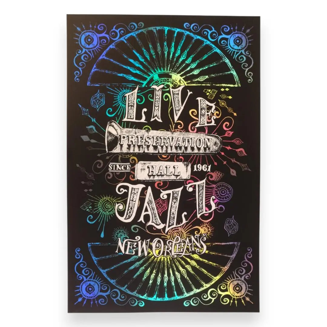 Preservation Hall "Live Jazz" Rainbow Holographic Poster