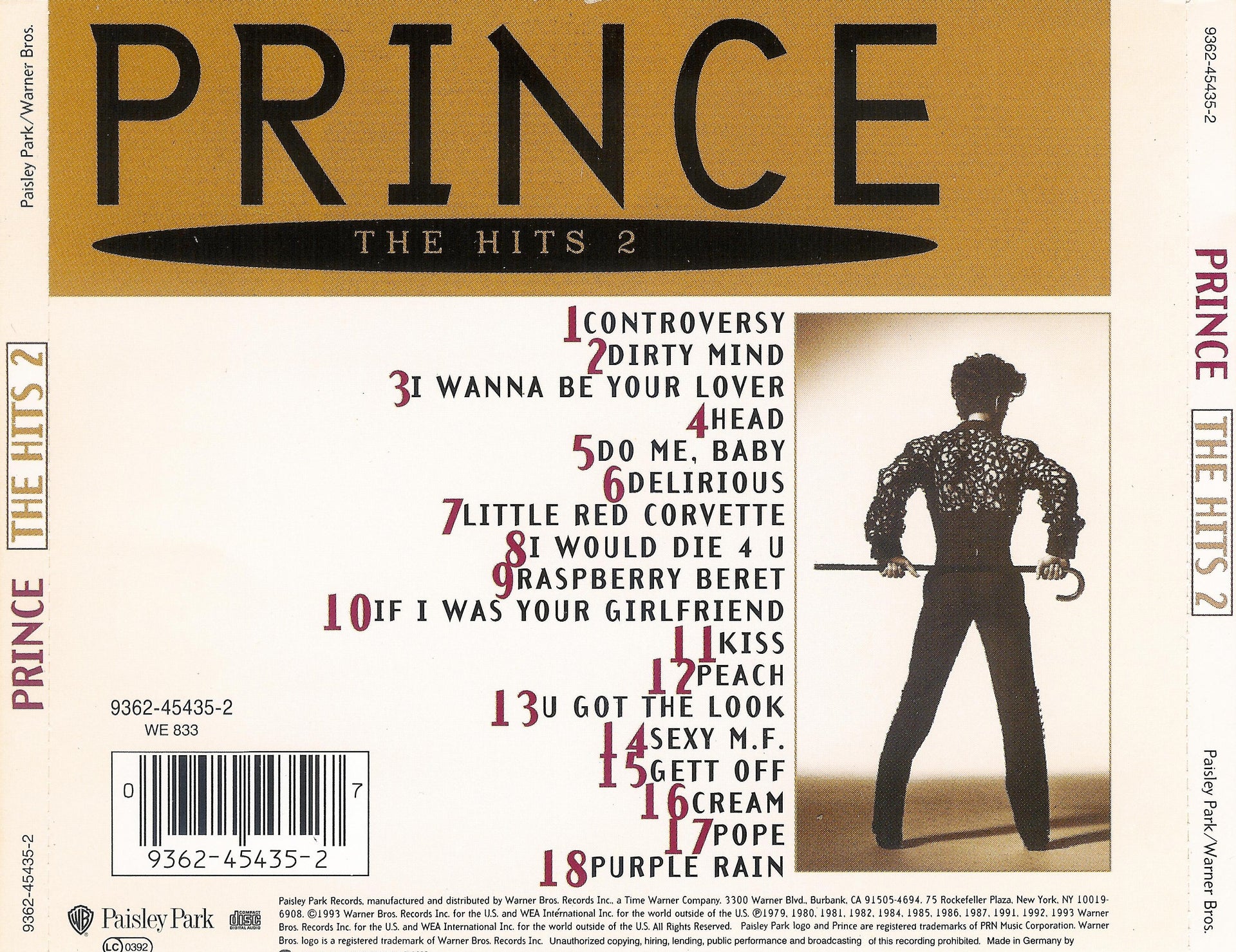 Back Cover: Prince – The Hits 2 CD | Relix