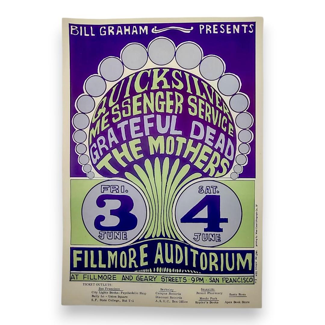 Quicksilver Messenger Service, Grateful Dead, The Mothers – The Fillmore, San Francisco (Jun 3–4, 1966) by Wes Wilson