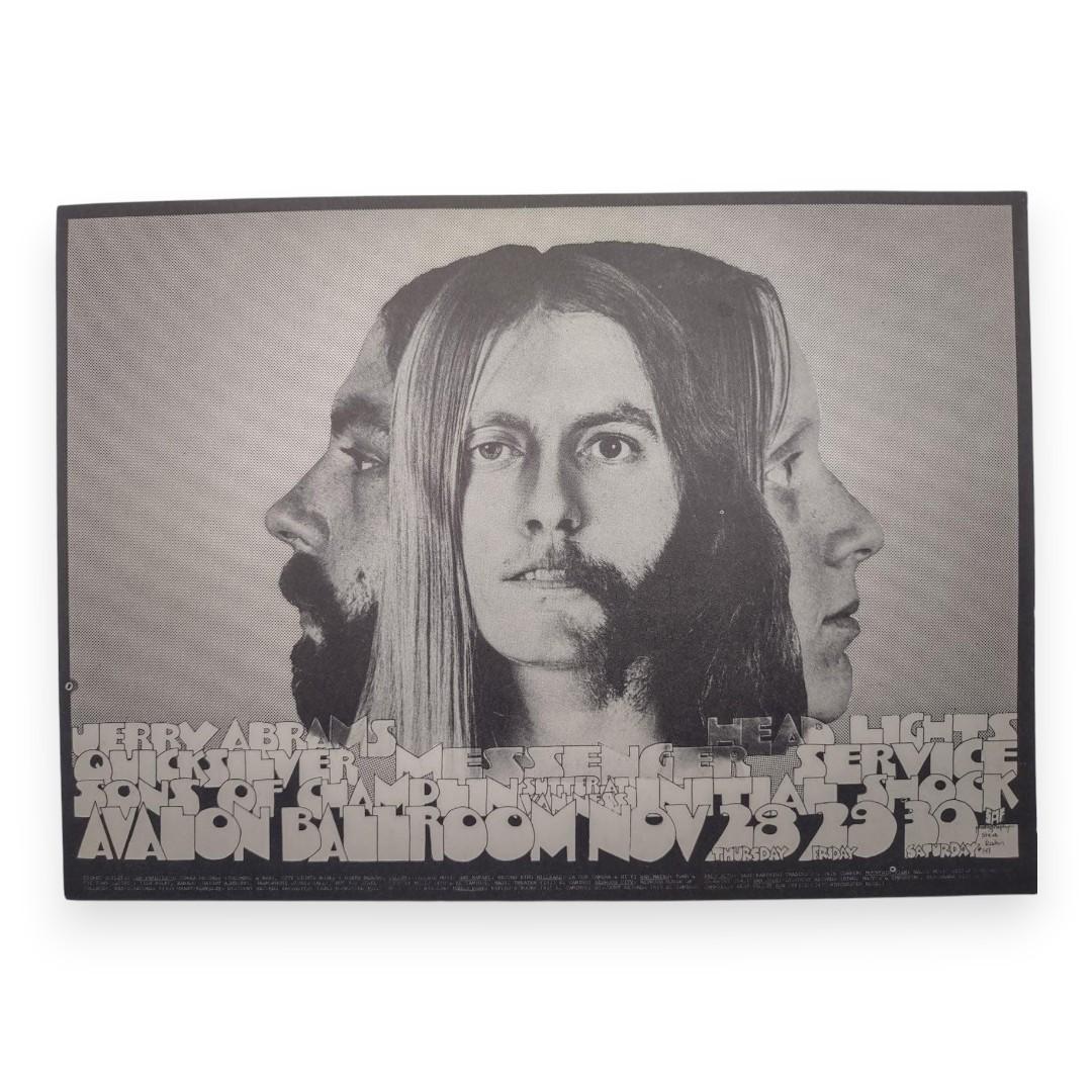 Quicksilver Messenger Service, The Sons of Champlin – The Avalon Ballroom, San Francisco (Nov 28–30, 1968) by San Andreas Fault & Steve Rahn (Postcard)