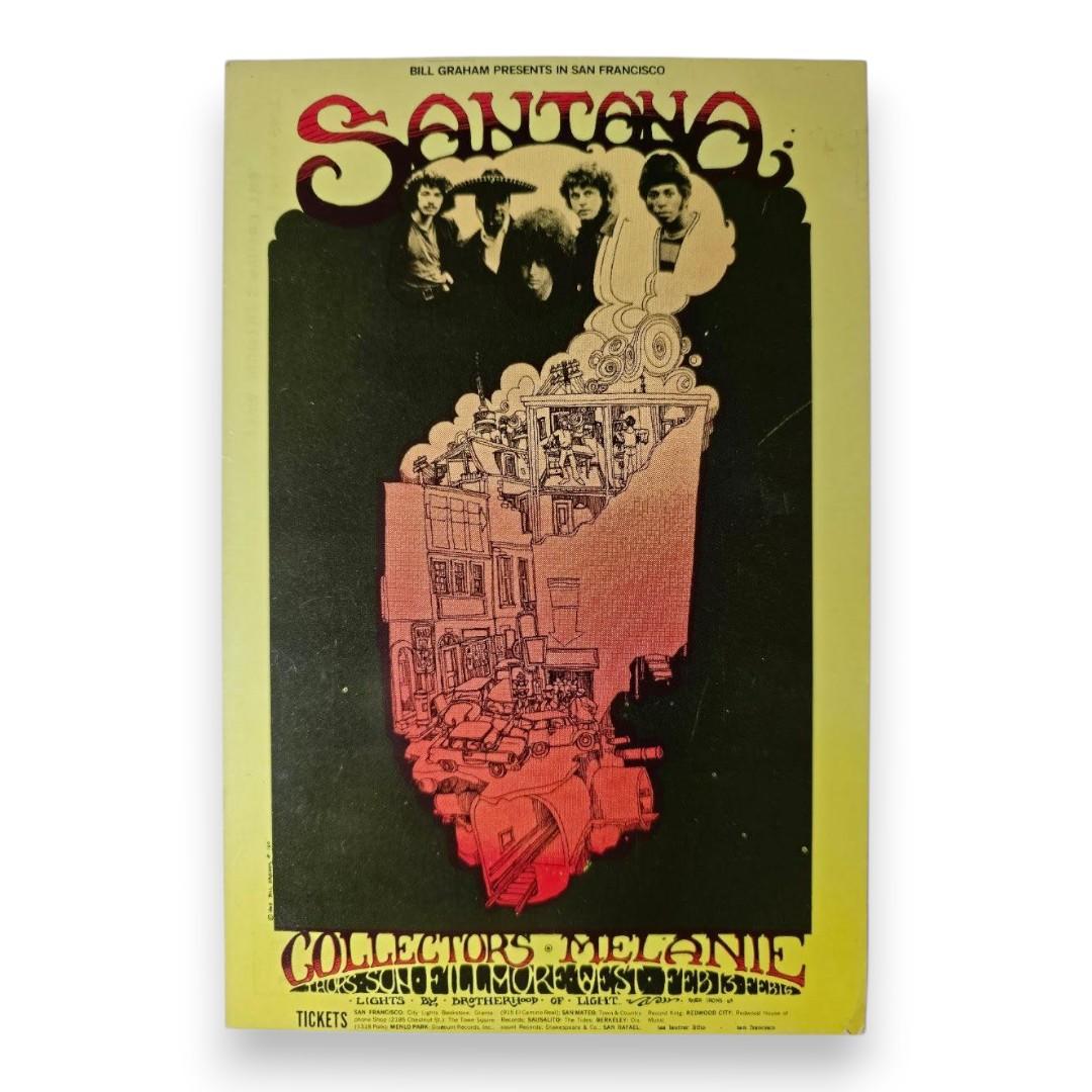 Santana, Collectors, Melanie – The Fillmore West, San Francisco (Feb 13–16, 1969) by Greg Irons (Postcard)