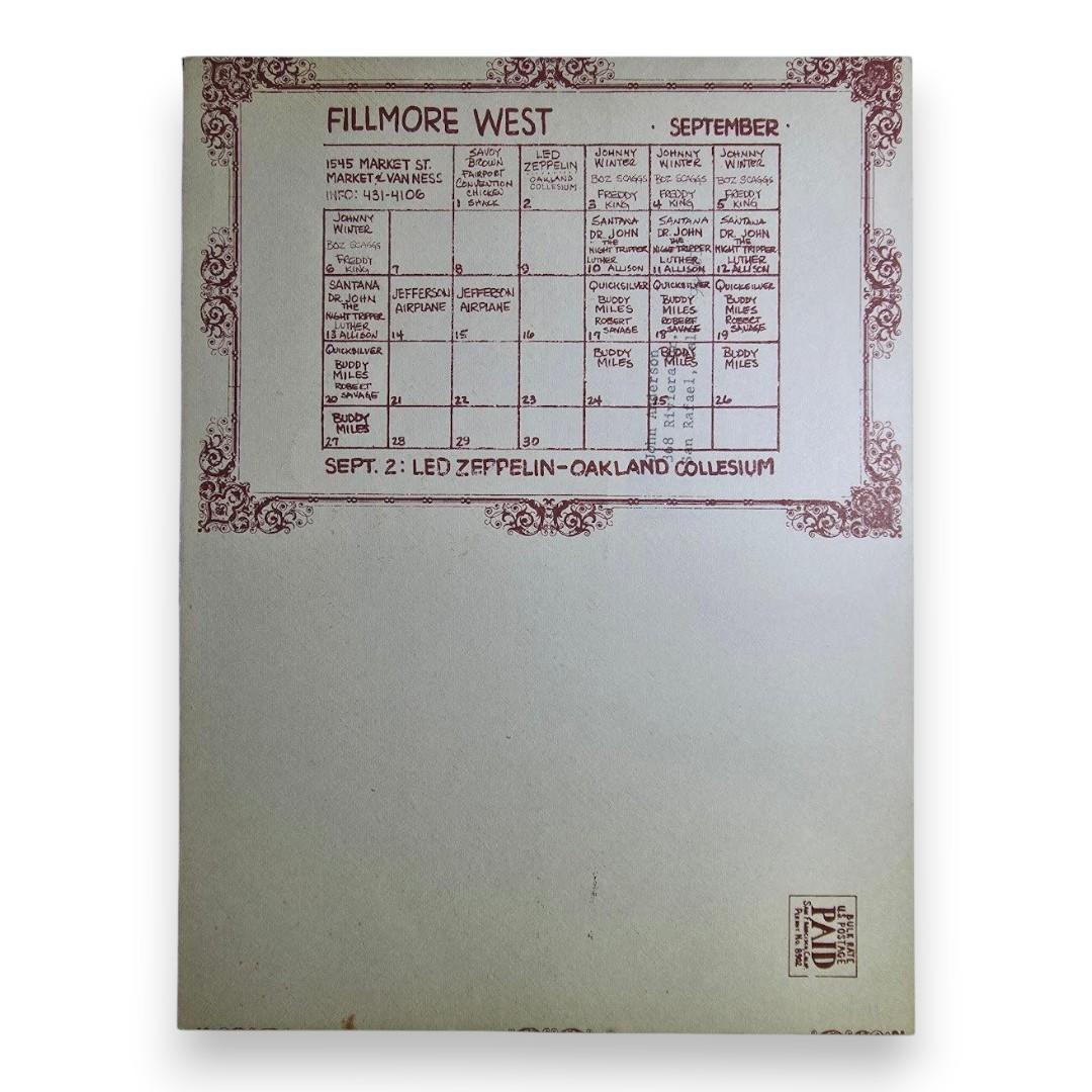 Santana, Quicksilver Messenger Service, Buddy Miles – The Fillmore West, San Francisco (Sep 10–13, 17–20, 1970) by Norman Orr (Uncut Postcard)