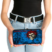 Skull & Roses Hinged Wallet | Blue