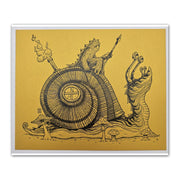 "Snail Rider" Gold Letterpress Print by Mazza
