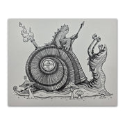 "Snail Rider" Grey Letterpress Print by Mazza