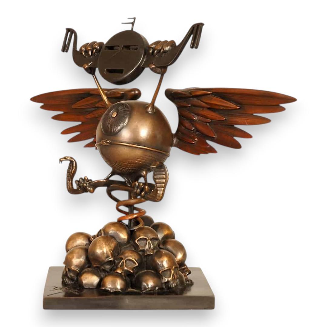Soundproof Eyeball Limited Edition Bronze Sculpture by Rick Griffin - Side View